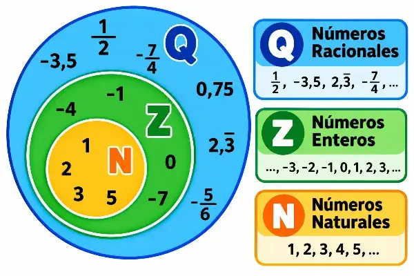 imagen que clasifica los números racionales