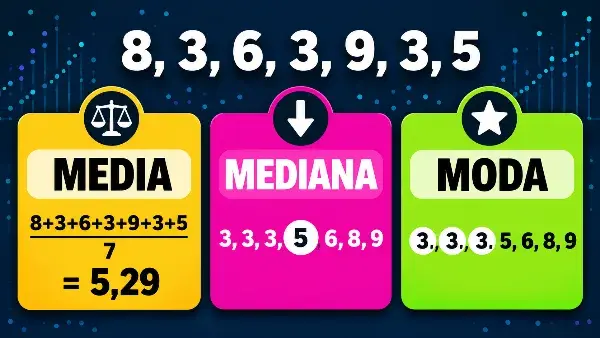 Ejemplo visual de media, moda y mediana