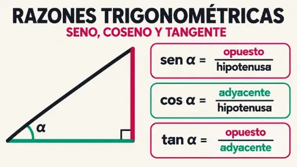 Razones trigonométricas: seno, coseno y tangente en un triángulo rectángulo